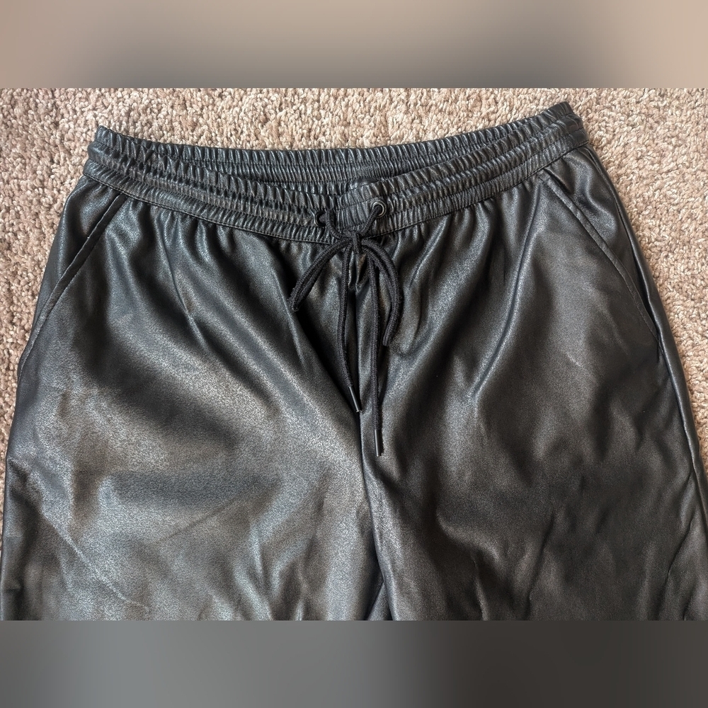 A New Day Faux Leather Drawstring Jogger Pants NWOT Medium - Picture 3 of 11
